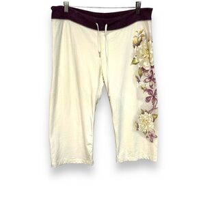 Y2K Lucky Brand M-XL sweatpants cropped flower graphic print boho vintage knit
